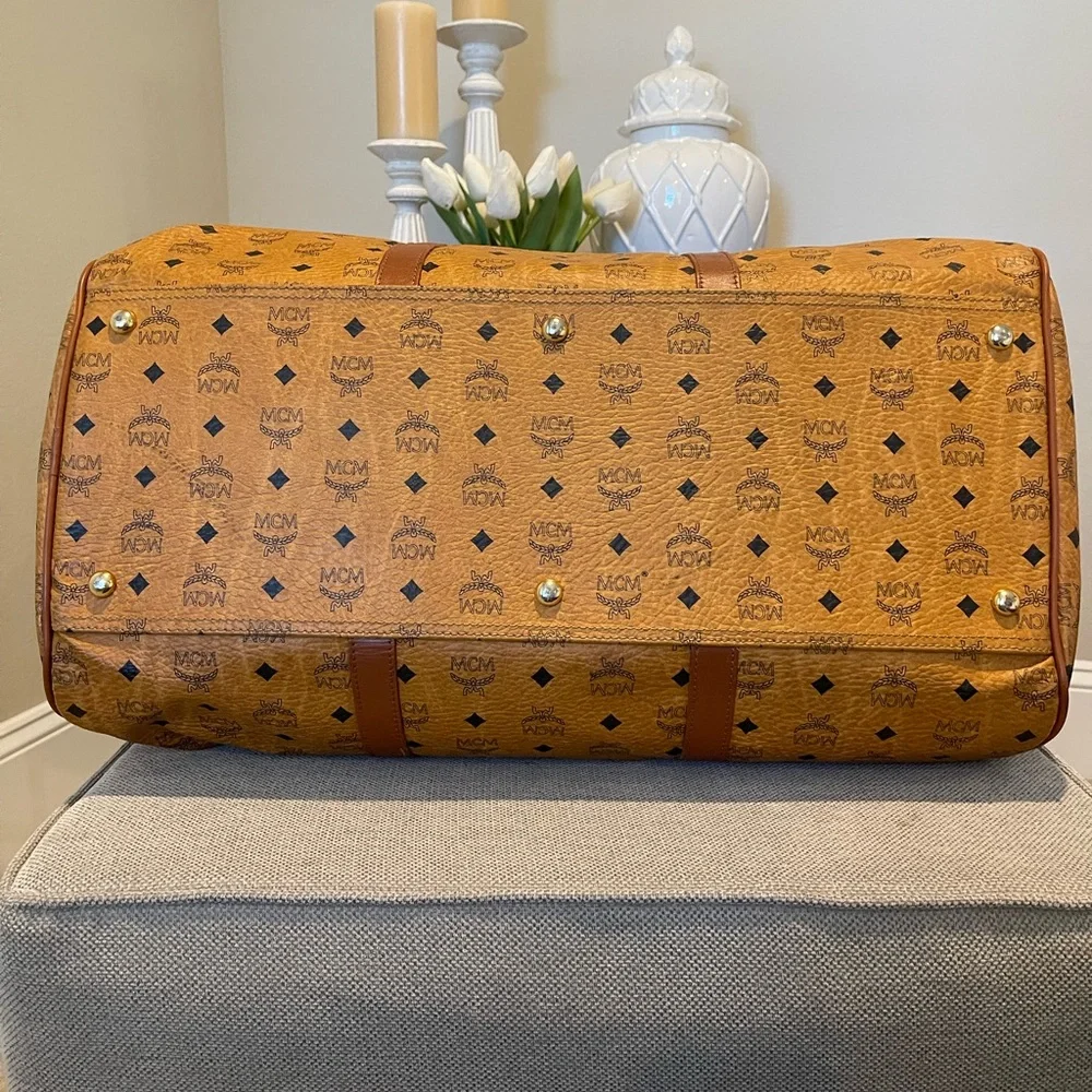 MCM Tan Logo Duffel Bag